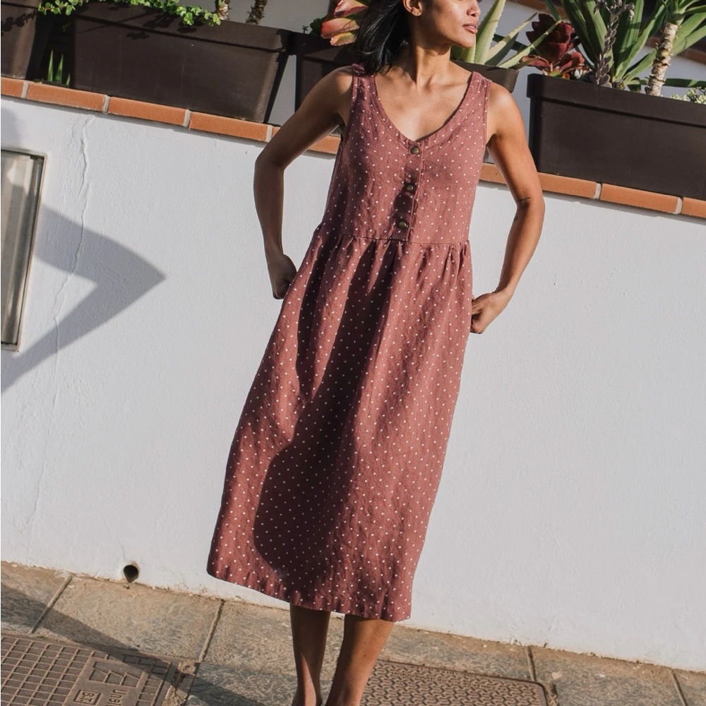 Not Perfect Linen Valley Dress in Cornflower Blue